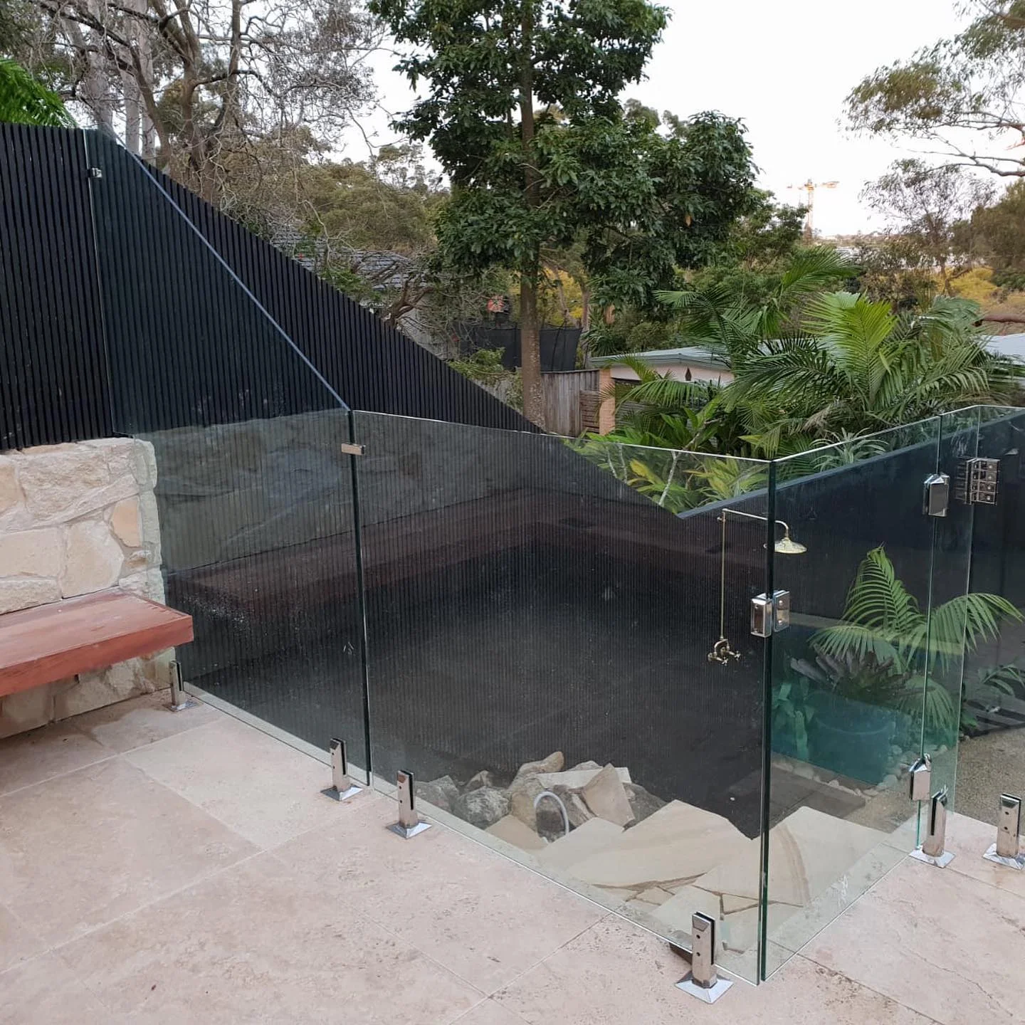Custom made glass pool fence
