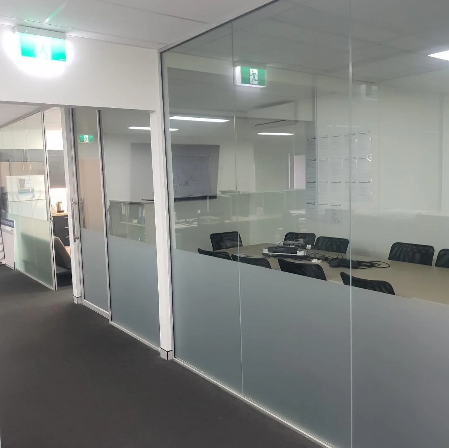 We build glass office partitions for a boardroom and individual offices